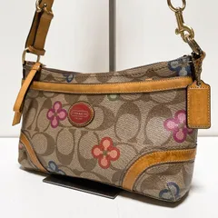 COACH コーチ PVC ショルダーバッグ クロスボディバッグ 肩掛け 斜め掛け ブラウン シグネチャー フラワー 花柄 B347