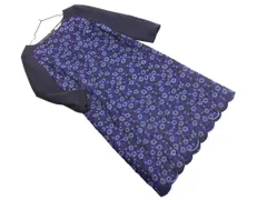 SunaUna スーナウーナ ウール混 刺 切替 ワンピース size34/紺 ◇■ レディース