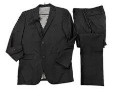 BURBERRY バーバリー ブラックレーベル ストライプ スリーピース スーツ セットアップ size36R/黒 ◇■◎メンズ