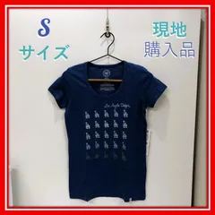 ドジャース⚾レディース半袖Tシャツ⚾Sサイズ⚾ブルー⚾LAロゴ総柄⚾MLB公式⚾47Brand⚾大谷翔平⚾山本由伸⚾限定1点/正規品⚾