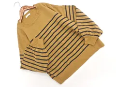 earth music&ecology アースミュージック＆エコロジー ボリュームスリーブ ボーダー ニット セーター sizeF/キャメル ◇■ レディース