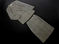 Courreges クレージュ ウール100% 千鳥柄 セットアップ ジャケット スカート スーツ size11AR/オフホワイトｘグレー ◇■ レディース