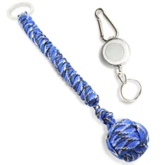 パラコード ストラップ 防犯 グッズ 護身用 カラビナ キーホルダー 女性 子供 パラシュートコード緊急用 ガラス割り アウトドア (ブルー)