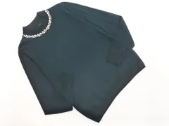 earth music&ecology アースミュージック＆エコロジー パール ビジュー ニット セーター sizeL/ダークグリーン ◇■ レディース