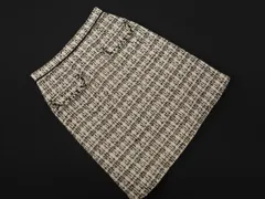 Apuweiser-riche アプワイザーリッシェ ツイード ビジュー Aライン 台形 スカート size2/白ｘ黒xピンクベージュ ◇■ レディース