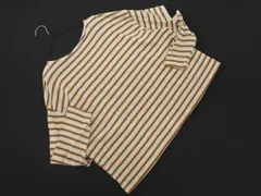 6 ROKU ビューティー＆ユース ユナイテッドアローズ ボーダー ワイド幅 カットソー size36/白ｘ茶 ◇■ レディース