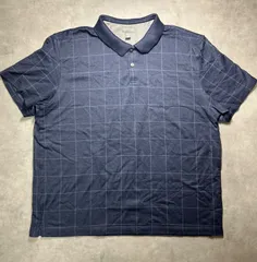 【XXLビッグサイズ】VAN HEUSEN チェック ポロシャツ 半袖 紺 ネイビー ゆるだぼ ストリート ビンテージ 古着 ヴァンヒューゼン