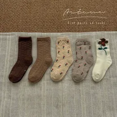 5足セット キッズ靴下 花柄 姉妹お揃いコーディネート XL22〜24