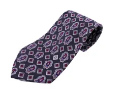 Christian Dior クリスチャンディオール シルク100% 総柄 ネクタイ 黒xワイン ■■ メンズ