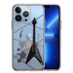 iPhone13Pro ケース クリアエレキギター スカル スマホケース 側面ソフト 背面ハード ハイブリッド
