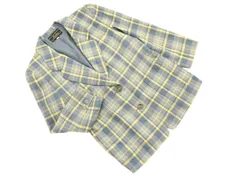 Leilian レリアン ウール100% チェック テーラード ジャケット size9/グレーｘ黄 ◇■ レディース