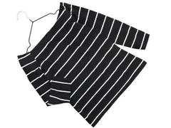 ZARA ザラ ボーダー オフショルダー カットソー sizeS/黒 ◇■ レディース