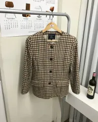 バーバリー チェック ラウンド ウール ツイード ジャケット