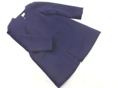 BEAMS HEART ビームスハート ウール混 ノーカラー コート sizeS/紺 ◇■ レディース