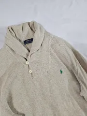 ポロ ラルフローレン ラグジュアリー ジャージ ショールカラー プルオーバー コットン ニット スウェット シャツ