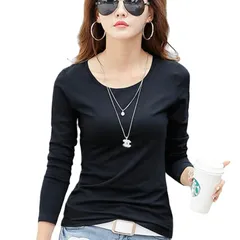 【新品】 [KOEKOI] インナーウェア レディース インナー あったかインナー 冬 長袖 レディースインナー 防寒 無地 伸縮性 暖かい 重ね着吸湿 発熱 シャツ カットソー インナーシャツ 大きいサイズカットソー 長袖 丸首 (M, 黒-丸首) 0