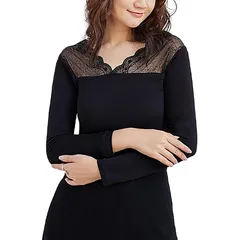 【新品】 [MEME XTRA] あったかインナーレディース 裏起毛 防寒インナー カットソー レース 長袖 トップス Vネック インナーシャツ ストレッチ ベーシック 無地 お洒落 きれいめ ぴったり 重ね着 カジュアル 春秋冬 1