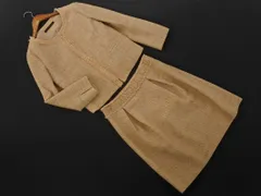 green label relaxing グリーンレーベルリラクシング ユナイテッドアローズ ウール混 ツイード ノーカラー ジャケット スカート セットアップ size上40下38/ベージュ ◇■ レディース