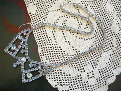 アメリカヴィンテージラインストーンネックレス　水色