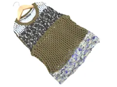 ZARA ザラ 透かし編み ニット ベスト sizeS/黒ｘカーキｘ水色 ◇■ レディース