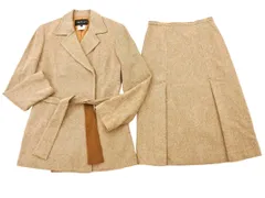 INDIVI インディヴィ シルク混 ストライプ セットアップ ジャケット スカート スーツ size38/茶 ◇■ レディース