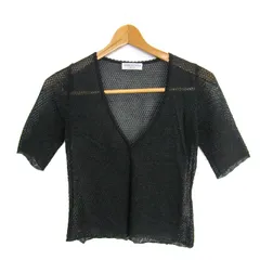 クミキョクSiS ニットカットソー シャツ 5分袖 シアー ブランド トップス 黒 レディース 2サイズ ブラック 組曲 KUMIKYOKU SiS 【中古】
