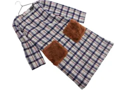 UNIVERVAL MUSE ユニバーバルミューズ ウール混 フェイクファー ポケット チェック Iライン ワンピース グレー ◇■ レディース