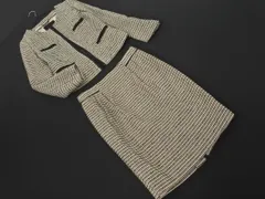 UNTITLED アンタイトル ウール混 ラメ ツイード セットアップ ジャケット スカート スーツ size3/ベージュｘ黒 ◇■ レディース