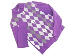 BURBERRY バーバリー ブラックレーベル ダイヤ柄 ジップアップ カーディガン size2/紫ｘグレー ◇■ メンズ