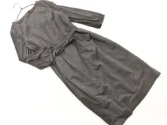 新品 SOUP スープ スウェード調 ウエストリボン Aライン ワンピース sizeS/チャコール ◇■ レディース