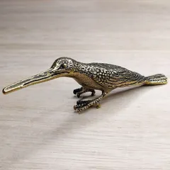 A49 かわせみ 真鍮製 置物／幸せを運ぶ鳥 開運・金運・財運・富運アップ 風水・浄化アイテム 幸運の象徴 ブラス製 ミニインテリア 縁起物にも最適