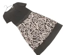 TO BE CHIC トゥービーシック リボン 花柄 ドッキング ワンピース size40/黒 ■◆ レディース