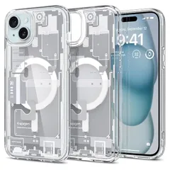 Spigen 【創業18年の技術力】 iPhone 15 ケース MagSafe クリア 耐衝撃 米軍MIL規格取得 ストラップホール 黄変抑制 透明 ストラップホール 2重構造 レンズ保護 擦り傷防止 MagSafe ワイヤレス充電対応 ウルトラ・ハイブリッ