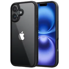 NIMASO iPhone16用ケース クリア 黄変防止 耐衝撃 米軍MIL規格 SGS認証 PC背面 いPhone16対応 ケース 傷つけ防止 超薄型 軽量 ワイヤレス充電対応 ストラップホール付き アイフォン16対応（6.1インチ） スマホケース（氷星シリ