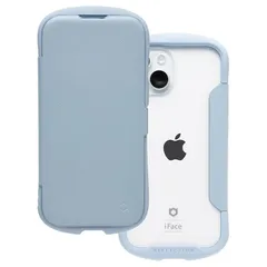 iFace Reflection iPhone 15 ケース 手帳型 クリアケース (ペールブルー)【 アイフェイス スマホケース 耐衝撃 アイフォン15 手帳 ダイアリーケース カード収納 ポリカーボネート 】