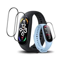 【3枚セット】対応 Xiaomi Smart Band 7 / Band 8 フィルム シャオミ Mi band 7 / Band 8 用 保護フィルム カバー ケース キズ修復機能 柔らかい PMMA素材採用 炭素繊維 3D曲面 高透過率 高感度タッチ 気泡