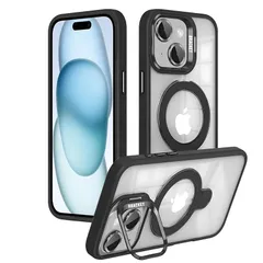 【米軍規格・seninhi対応】iPhone 15 ケース seninhi リング360°回転スタンド機能 縦横両対応 半透明 黄ばみ防止 ワイヤレス充電 iPhone15 レンズ保護 ワイヤレス充電対応 耐衝撃 携帯カバー マグネット搭載 車載ホルダー マグ