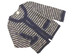 Tiara ティアラ ボーダー ラメ カーディガン ベージュｘ青 ◇■ レディース