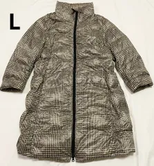 Lサイズ　UNIQLO ユニクロ　ウルトラライトダウンコート　千鳥格子　ダブルジップ　軽量　黒　ブラック　ベージュ　レディース　中綿の偏りあり
