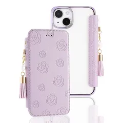 iphone16e カバー 手帳型 背面クリア マグネットなし 6.1インチ 2025モデル タッセル付き 押し型の花柄 メッキ加工 スマホケース iphone 16e 鏡 ストラップ付きケース iphone 16e 手帳型ケース 軽量 薄型 ワイヤレス充電対