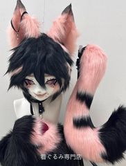 ファースーツ kig マスク 着ぐるみセット グリーン ケモノ ファー