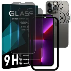 対応 iPhone13 Pro max ガラスフイルム 覗き見防止 【2+2枚セット AGC旭硝子 ガイド枠付き 】iPhone 13 pro max フイルム のぞき見防止 (2枚) + レンズフィルム (2枚) アイフォン13プロマックス 液晶 保護フィル