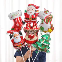 【2026年クリスマス飾り】【クリスマス特集】ポンプ付き！！5個ランダムに発送 風船 手持ち プレゼント　メリークリスマスの日ホイルバルーン雪だるまサンタクロースクリスマスツリー装飾エアグロボス