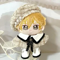 10～12cm ぬい服 ツイード ベージュ ドロワーズ付 いつぬい 4点セット 4色展開　MH-06DO-ベージュ