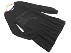 BURBERRY BLUE LABEL バーバリー ブルーレーベル ウール混 ロゴ チュニック ワンピース size38/黒 ◇■ レディース