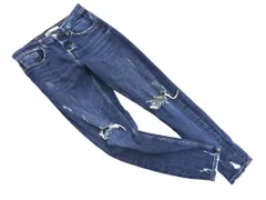 ZARA ザラ ダメージ加工 ボタンフライ デニムパンツ size38/青 ■■ メンズ