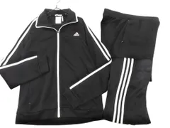 adidas アディダス ロゴ 3ライン ジャージ上下 セットアップ 黒 ◇■ レディース