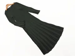 INTERPLANET インタープラネット ウール混 Vネック リブ ニット ワンピース size2/緑 ◇■ レディース