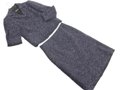 PAUL STUART ポールスチュアート ツイード ジャケット スカート セットアップ size8/紺 ◇■ レディース