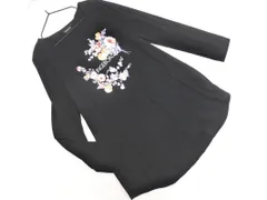 INGEBORG インゲボルグ フラワープリント ロング カットソー size9/黒 ◇■ レディース